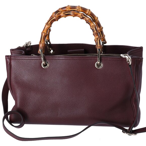GUCCI Bamboo Shopper Tote Bag 323660 Bordeaux Leather - Picture 4 of 9